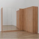 Ver imagem 1 de Guarda Roupa Modulado de Canto com Espelho 9 Portas 4 Peças Hera CabeCasa MadeiraOriginals Marrom/Louro/Cromado