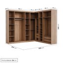 Ver imagem 3 de Guarda Roupa Modulado de Canto com Espelho 9 Portas 4 Peças Hera CabeCasa MadeiraOriginals Marrom/Louro/Algodão/Cromado