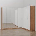 Ver imagem 1 de Guarda Roupa Modulado de Canto com Espelho 9 Portas 4 Peças Hera CabeCasa MadeiraOriginals Marrom/Louro/Algodão/Cromado