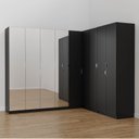 Ver imagem 1 de Guarda Roupa Planejado de Canto com Espelho 9 Portas 4 Peças Hera CabeCasa MadeiraOriginals Preto/Cromado