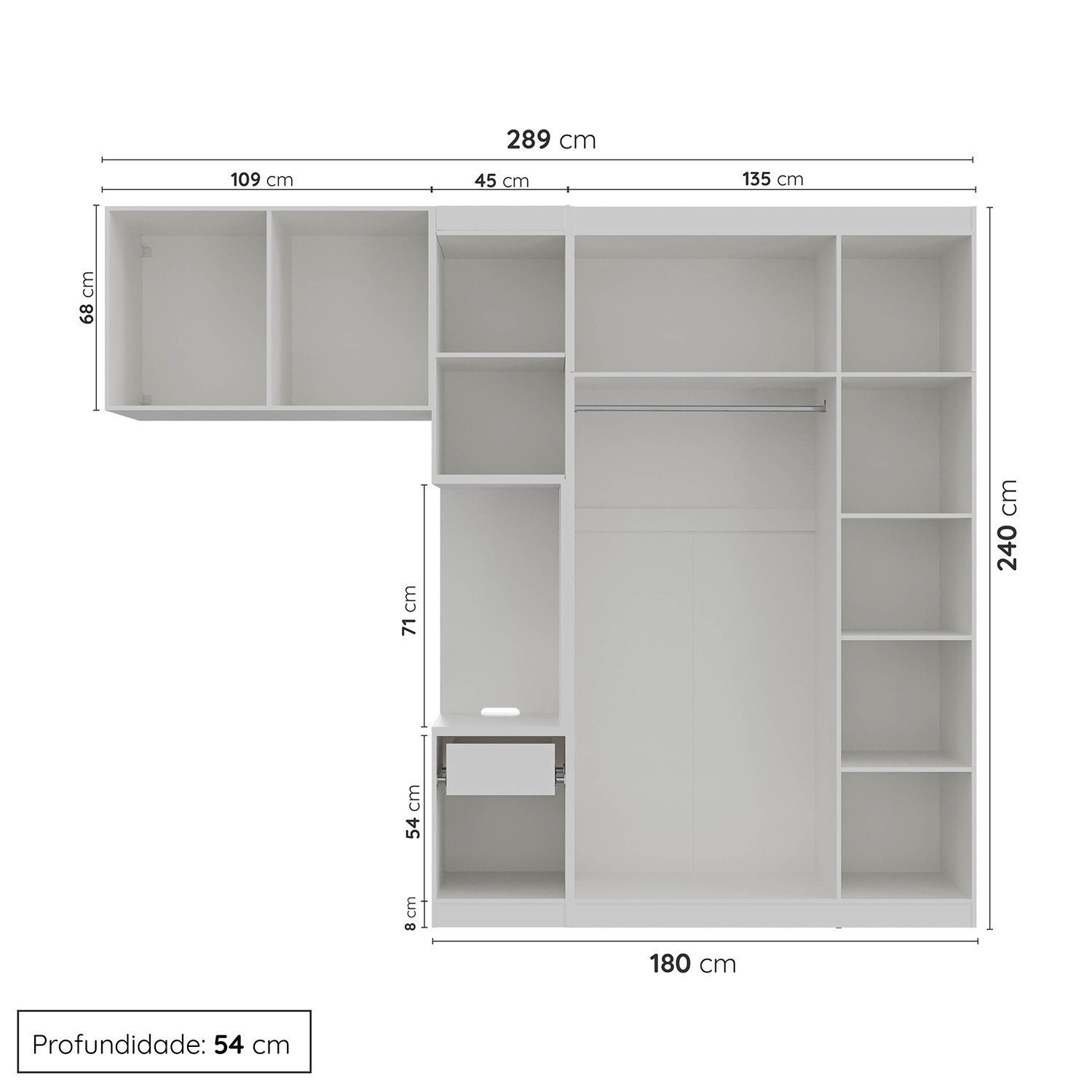 Guarda-Roupa Modulado Solteiro com Mesa de Cabeceira 7 Portas 3 Peças Hera CabeCasa MadeiraMadeira - 3