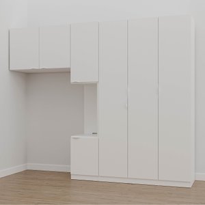 Guarda-Roupa Modulado Solteiro com Mesa de Cabeceira 7 Portas 3 Peças Hera CabeCasa MadeiraOriginals