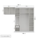 Ver imagem 3 de Guarda-Roupa Modulado Solteiro com Mesa de Cabeceira 7 Portas 3 Peças Hera CabeCasa MadeiraOriginals Branco/Algodão/Louro/Cromado