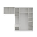 Ver mais imagens de Guarda-Roupa Modulado Solteiro com Mesa de Cabeceira 7 Portas 3 Peças Hera CabeCasa MadeiraOriginals Branco/Algodão/Louro/Cromado