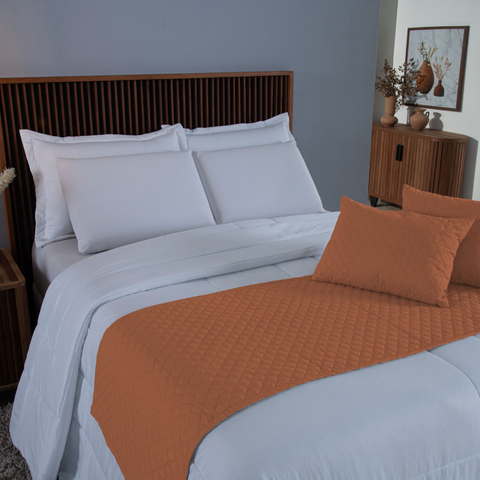 Peseira de Cama Comfort 5 Pçs Queen Almofadas Cheias Terracota