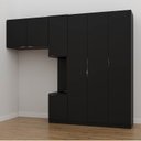 Ver imagem 1 de Guarda-Roupa Planejado Solteiro com Mesa de Cabeceira 7 Portas 3 Peças Hera CabeCasa MadeiraOriginals Preto/Cromado