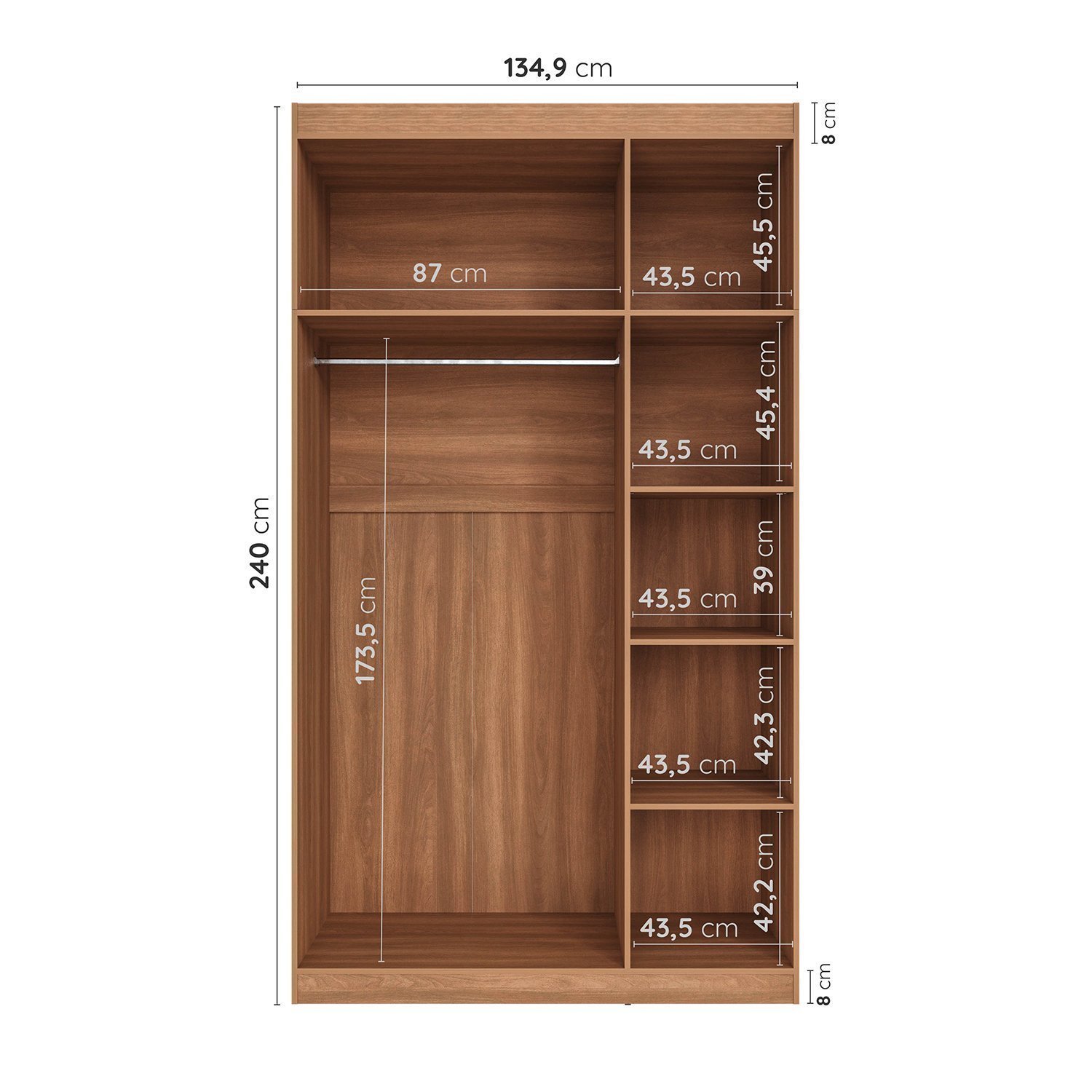 Guarda-Roupa Modulado Solteiro com Mesa de Cabeceira 7 Portas 3 Peças Hera CabeCasa MadeiraMadeira - 9