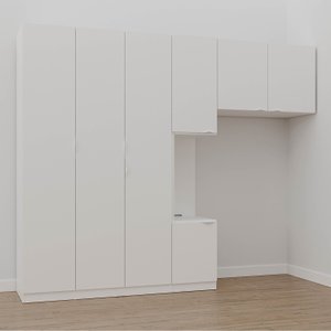 Guarda-Roupa Modulado Solteiro com Mesa de Cabeceira 7 Portas 3 Peças Hera CabeCasa MadeiraOriginals