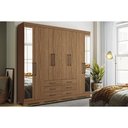 Ver imagem 1 de Guarda Roupa Casal 8 Portas e 6 Gavetas c/ Espelho e Pés Master 8.6 Jatoba - Santos Andirá