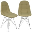 Ver imagem 1 de Kit 2 Cadeiras Charles Eames Botonê Eiffel Base Metal Cromado - Bege