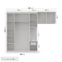 Ver imagem 3 de Guarda-Roupa Modulado Solteiro com Mesa de Cabeceira 7 Portas 3 Peças Hera CabeCasa MadeiraOriginals Branco/Algodão/Louro/Cromado