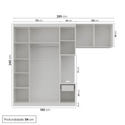 Guarda Roupa Modulado de Canto 6 Portas 3 Peças Hera CabeCasa MadeiraMadeira - 3