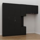 Ver imagem 1 de Guarda-Roupa Planejado Solteiro com Mesa de Cabeceira 7 Portas 3 Peças Hera CabeCasa MadeiraOriginals Preto/Cromado