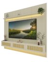 Ver imagem 3 de Conjunto Módulo Home Painel Ripado Nicho Suspenso Palina 230 Cor:Offwhite/Offwhite