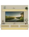Ver imagem 2 de Conjunto Módulo Home Painel Ripado Nicho Suspenso Palina 230 Cor:Offwhite/Offwhite