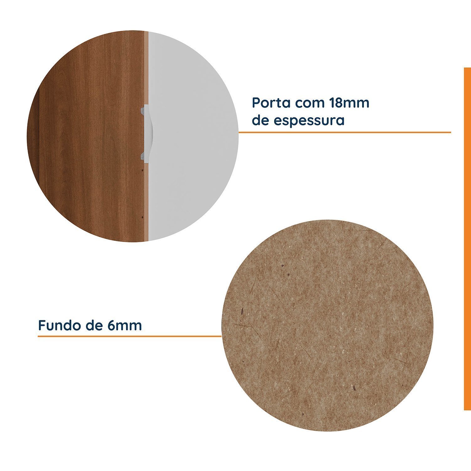 Guarda-Roupa Modulado Solteiro com Mesa de Cabeceira 7 Portas 3 Peças Hera CabeCasa MadeiraMadeira - 5