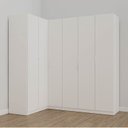 Ver imagem 1 de Guarda Roupa Planejado de Canto 6 Portas 3 Peças Hera CabeCasa MadeiraOriginals Branco/Algodão/Cromado