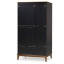 Ver imagem 1 de Guarda Roupa Solteiro Madeira Maciça Rústico 3 Portas 2 Gavetas Preto - Apaixone & Decore
