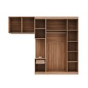 Ver mais imagens de Guarda-Roupa Modulado Solteiro 7 Portas Espelho e Mesa de Cabeceira Hera CabeCasa MadeiraOriginals Marrom/Louro/Cromado