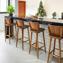 Ver imagem 3 de Kit 4 Banquetas para Balcão Cozinha Americanas Altas com Encosto em Madeira