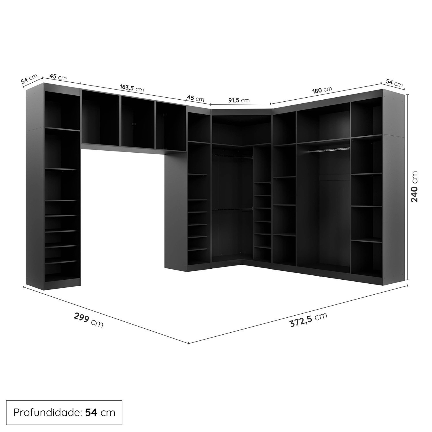 Guarda Roupa Modulado Casal de Canto 11 Portas 5 Peças Hera Cabecasa Madeiramadeira - 3