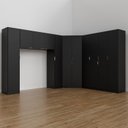 Ver imagem 1 de Guarda Roupa Planejado Casal de Canto 11 Portas 5 Peças Hera CabeCasa MadeiraOriginals Preto/Cromado