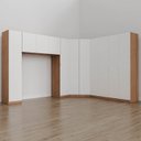 Ver imagem 1 de Guarda Roupa Modulado Casal de Canto 11 Portas 5 Peças Hera CabeCasa MadeiraOriginals Marrom/Louro/Algodão/Cromado