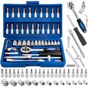 Ver imagem 3 de Kit Chaves Soquete Catraca Reversível 46 Pçs Maleta Mecânico