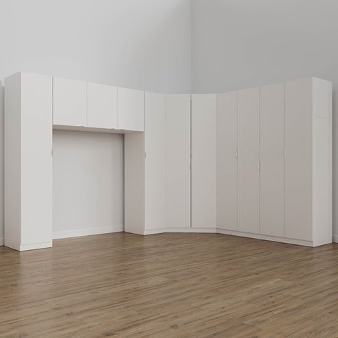 Guarda Roupa Planejado Casal de Canto 11 Portas 5 Peças Hera CabeCasa MadeiraOriginals Branco/Algodão/Cromado
