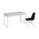 Ver imagem 2 de Escrivaninha Industrial Escritório Malta Branca 137x53cm com 1 Cadeira Eames Eiffel Preta Base Ferro