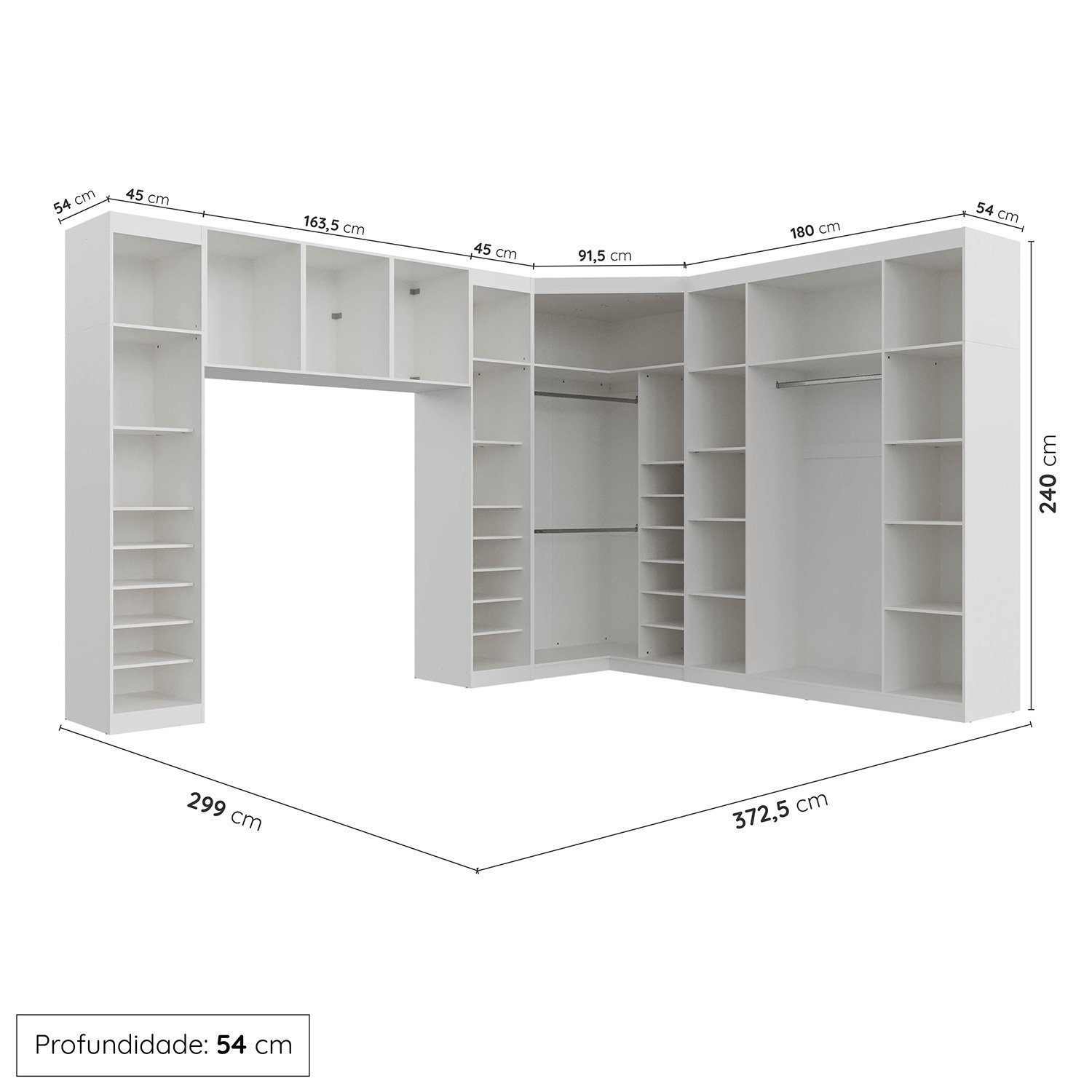 Guarda Roupa Modulado Casal de Canto 11 Portas 5 Peças Hera Cabecasa Madeiramadeira - 3