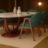 Cadeira de Jantar Antonella Veludo Estilo Poltrona com Pés Rosê - 7 Decor Verde Escuro - 2