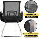 Ver imagem 4 de Kit 2 Cadeiras de Escritório Secretária Base Fixa Tela Mesh e Metal 54cm Office Preto