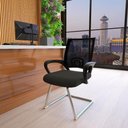 Ver imagem 2 de Kit 2 Cadeiras de Escritório Secretária Base Fixa Tela Mesh e Metal 54cm Office Preto