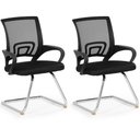 Ver imagem 1 de Kit 2 Cadeiras de Escritório Secretária Base Fixa - Preto