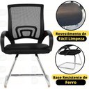 Ver imagem 3 de Kit 2 Cadeiras de Escritório Secretária Base Fixa Tela Mesh e Metal 54cm Office Preto