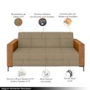 Ver imagem 3 de Sofá Living Decorativo Houston 2 Lugares 160cm Pés em Metal Veludo/ Pu Bege Escuro/ Caramelo G33 - G