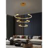 Lustre Pendente 3 Aneis Arco Perfil Luminaria Ajustavel 94w Dourado Sala de Estar Casa - 2