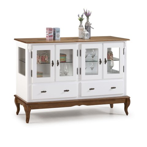 Balcão 1,50m 4 Portas 2 Gavetas - 60510promo Mmj-lz Lz-branco/imbuia