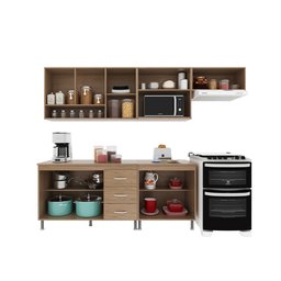 Cozinha Modulada Completa Fidelitá Paris 5 Peças 260cm 11 Portas 3 Gavetas com Tampo - 2
