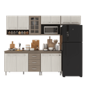 Ver imagem 2 de Armário de Cozinha Modulada Completa Fidelitá Paris 5 Peças 260cm 11 Portas 3 Gavetas com Tampo