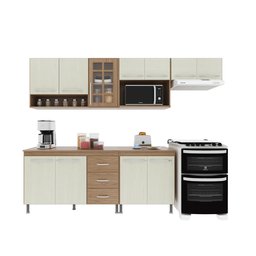 Cozinha Modulada Completa Fidelitá Paris 5 Peças 260cm 11 Portas 3 Gavetas com Tampo - 3