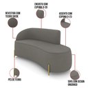 Ver imagem 3 de Sofá 3 Lugares Orgânico 180cm Pé Dourado Morgan Suede Grafite D03 - D’Rossi