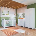 Ver imagem 1 de Quarto de Bebê com Berço 3EM1 Guarda-Roupas e Cômoda Nina 100% MDF Espresso Móveis Branco