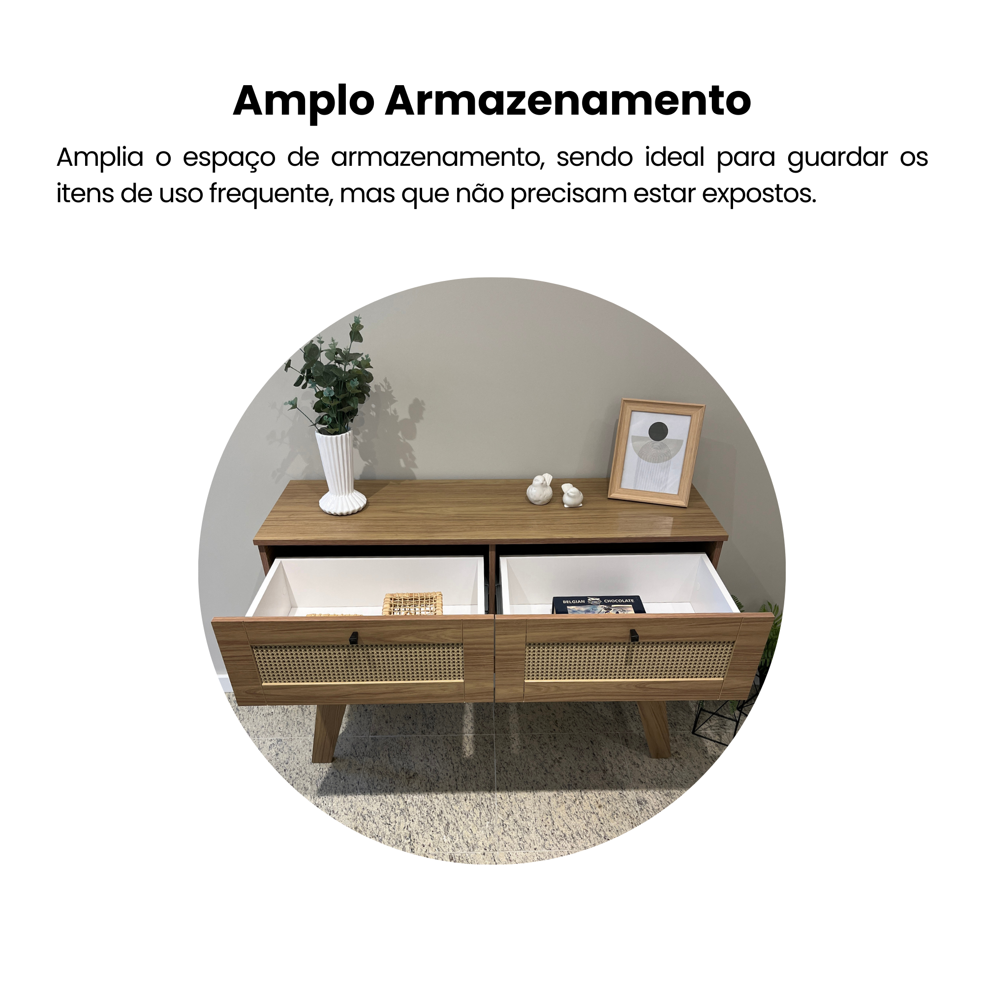 Aparador em Mdf 2 Gavetas 110cm Palha - 6