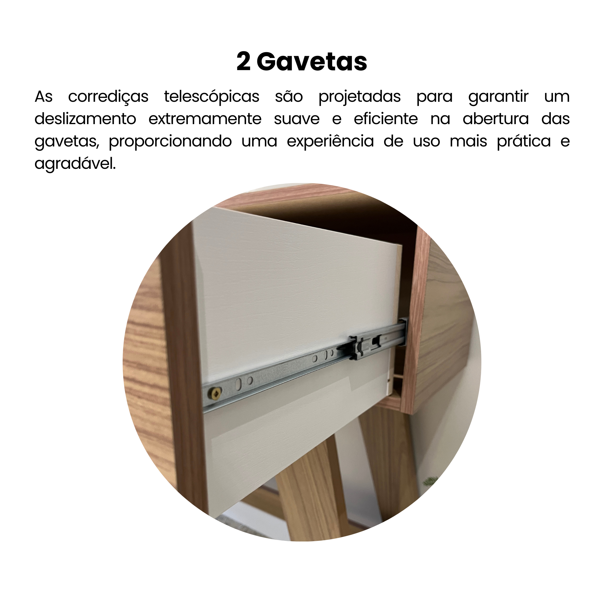 Aparador em Mdf 2 Gavetas 110cm Palha - 7