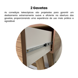Aparador em Mdf 2 Gavetas 110cm Palha - 7