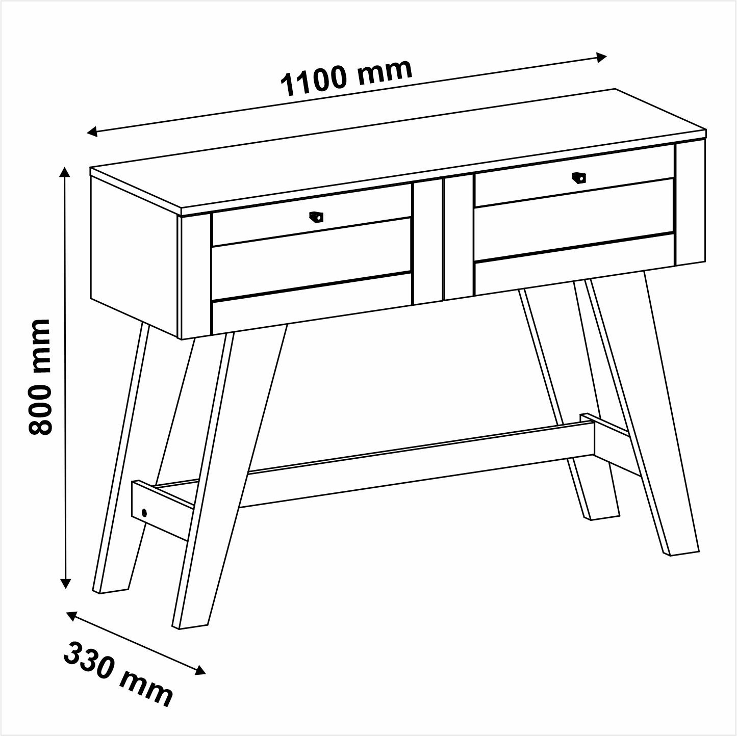 Aparador em Mdf 2 Gavetas 110cm Palha - 3