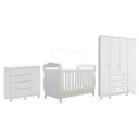 Ver imagem 2 de Quarto Bebê com Berço 3EM1 Guarda-Roupa 4 Portas Cômoda Nina 100% MDF Espresso Móveis Branco