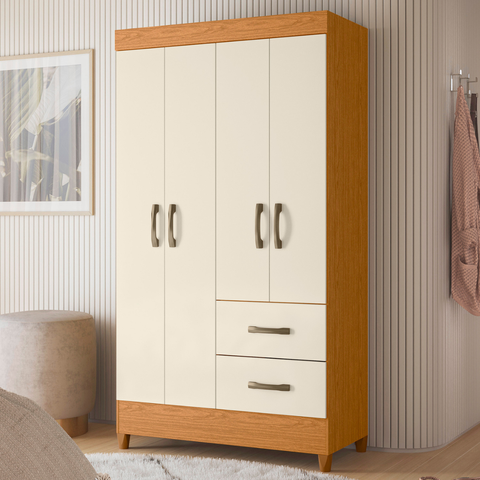 Guarda Roupa Vértice Sul 4 Portas Cinamomo Off White